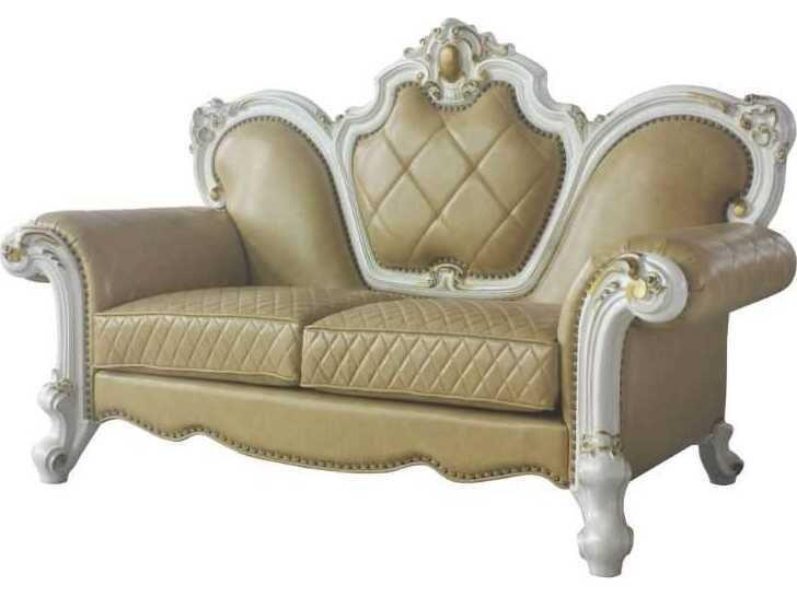 Picardy Beige Leather Loveseat
