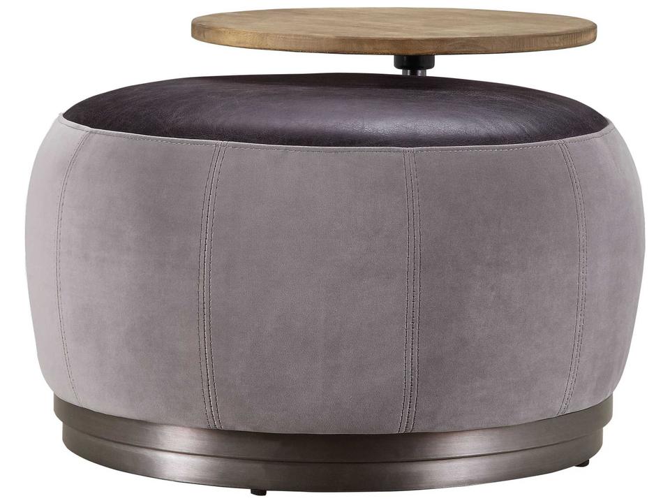 Decapree Gray Leather Ottoman