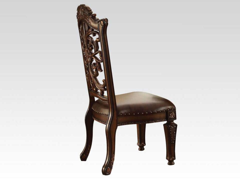Vendome Poplar Wood Cherry Leather Armless Dining Chair Set of 2