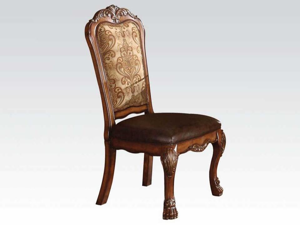 Dresden Poplar Wood Cherry Faux Leather Armless Dining Chair Set of 2