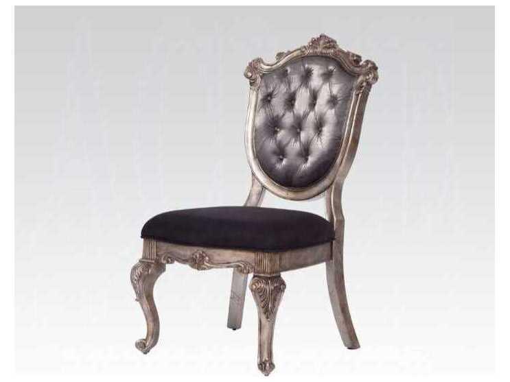 Chantelle Poplar Wood Gray Upholstered Armless Dining Chair Set of 2