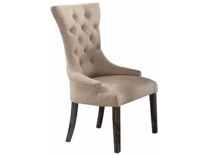 Gerardo Upholstered Dining Armchair in Beige and Weathered Espresso Set of 2