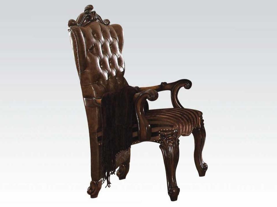 Versailles Poplar Wood Cherry Upholstered Arm Dining Chair Set of 2