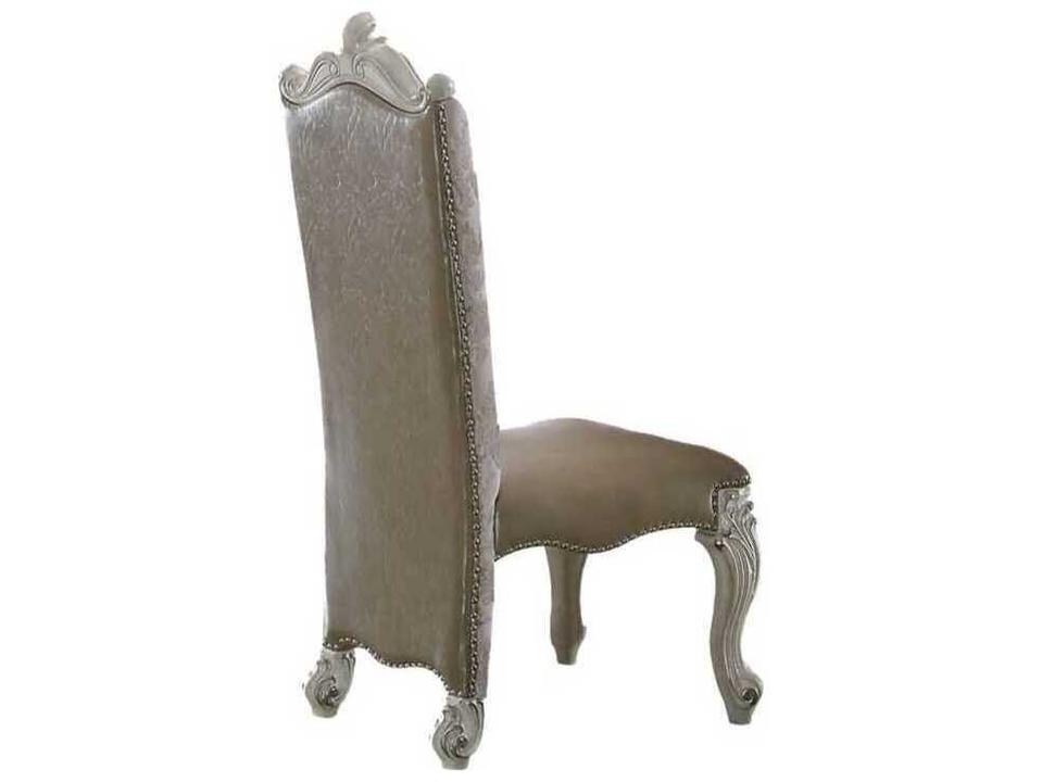 Versailles Poplar Wood Gray Upholstered Armless Dining Chair Set of 2