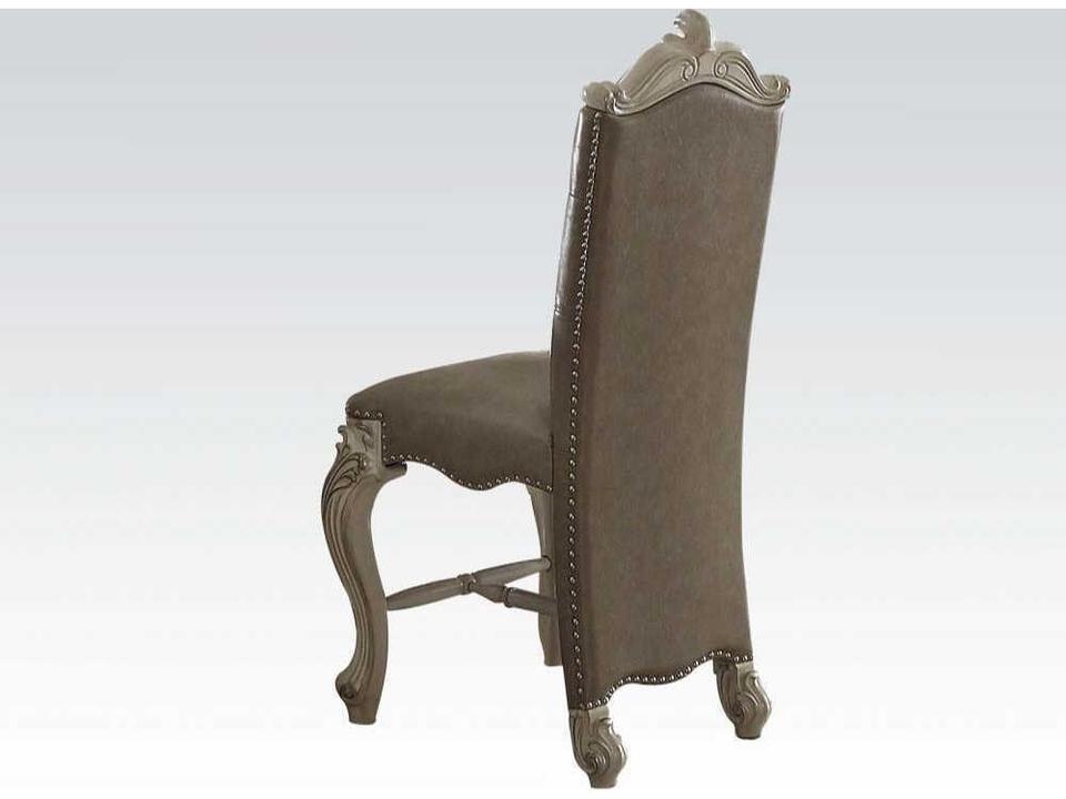 Versailles Poplar Wood Gray Leather Armless Dining Chair Set of 2
