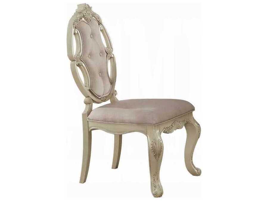 Ragenardus Ash Wood White Upholstered Armless Dining Chair Set of 2
