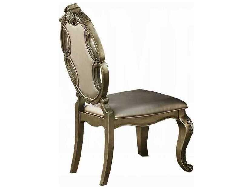 Ragenardus Pine Wood Brown Faux Leather Armless Dining Chair Set of 2
