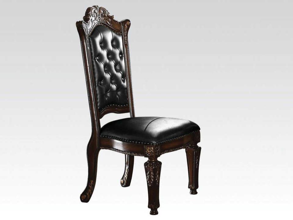Vendome Poplar Wood Cherry Leather Armless Dining Chair Set of 2