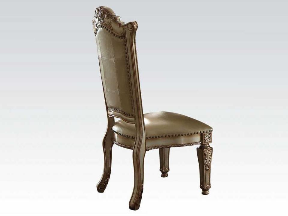 Vendome Poplar Wood Gold Leather Armless Dining Chair Set of 2