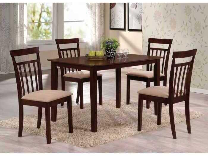 Samuel 5-Piece Rectangular Dining Set Espresso Microfiber