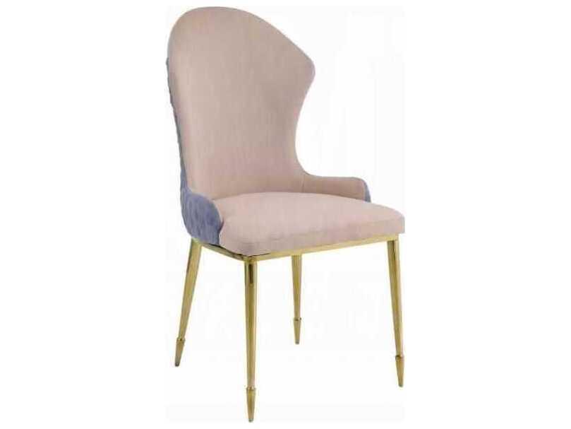 Caolan Wingback Dining Side Chair in Tan Lavender Fabric with Gold Spindle Legs Set of 2