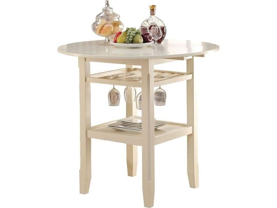 Tartys Round Counter Height Table with Drop Leaves in Cream
