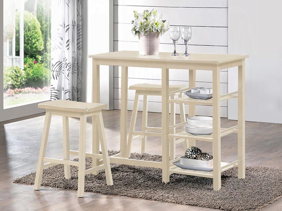 Nyssa 3-Piece Counter Height Dining Set in Buttermilk and Walnut