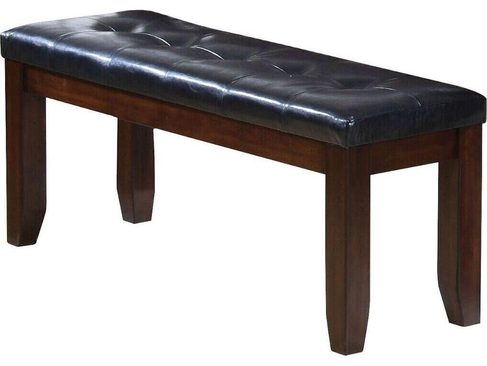 Urbana Dining Bench in Black Leatherette and Espresso