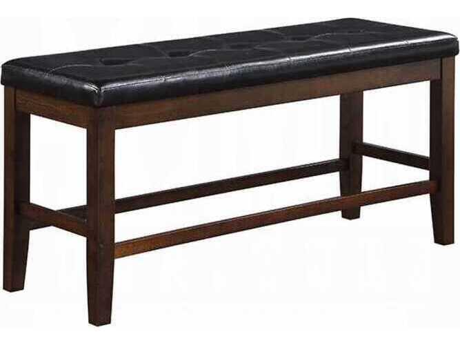 Urbana Counter Height Dining Bench in Black Leatherette and Espresso