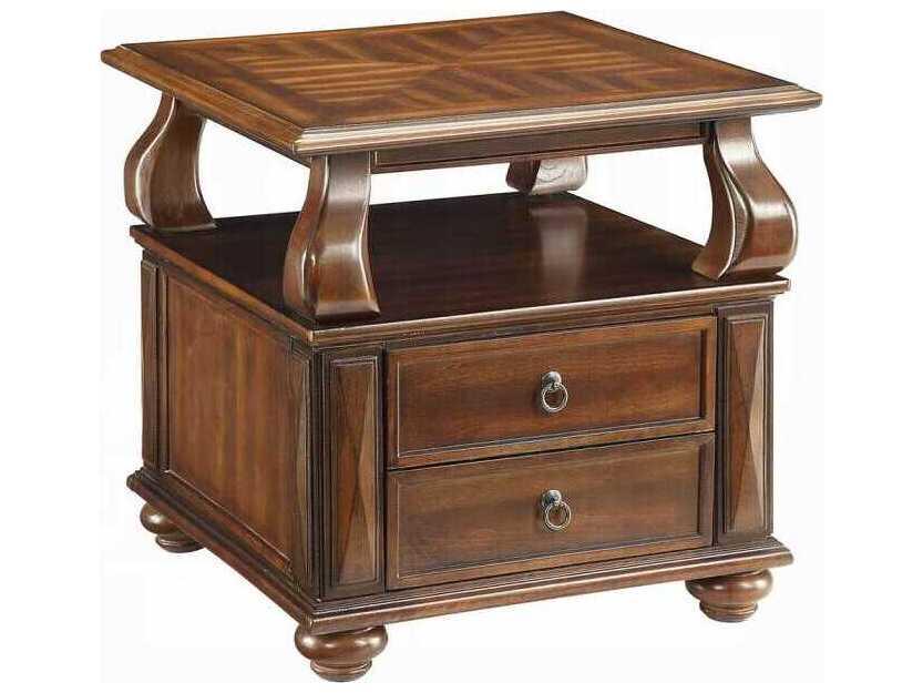 Amado Transitional End Table with Lift-Top and Drawers in Walnut
