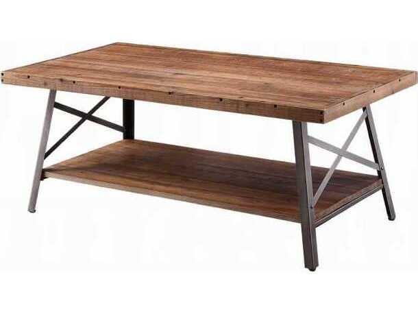 Ikram Rectangle Coffee Table Weathered Oak and Sandy Black