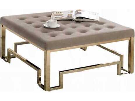 Fabric Champagne Upholstered Ottoman
