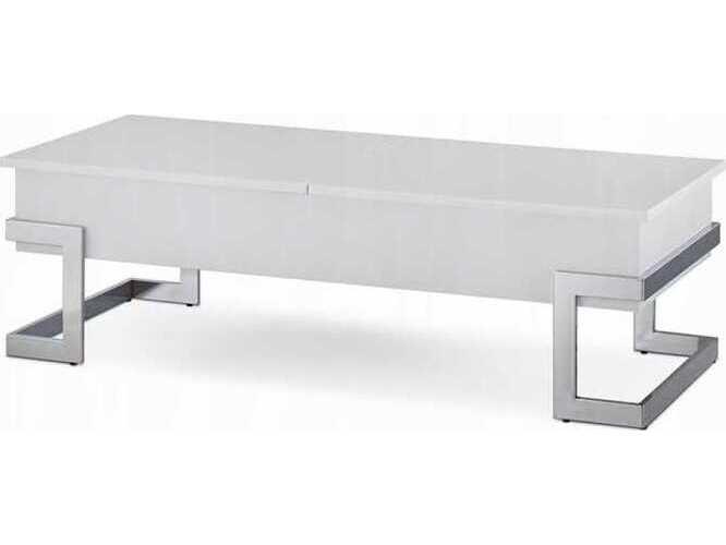Calnan Rectangular Lift Top Coffee Table in White and Chrome