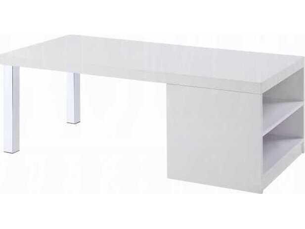 Harta Rectangle Coffee Table in White High Gloss and Chrome