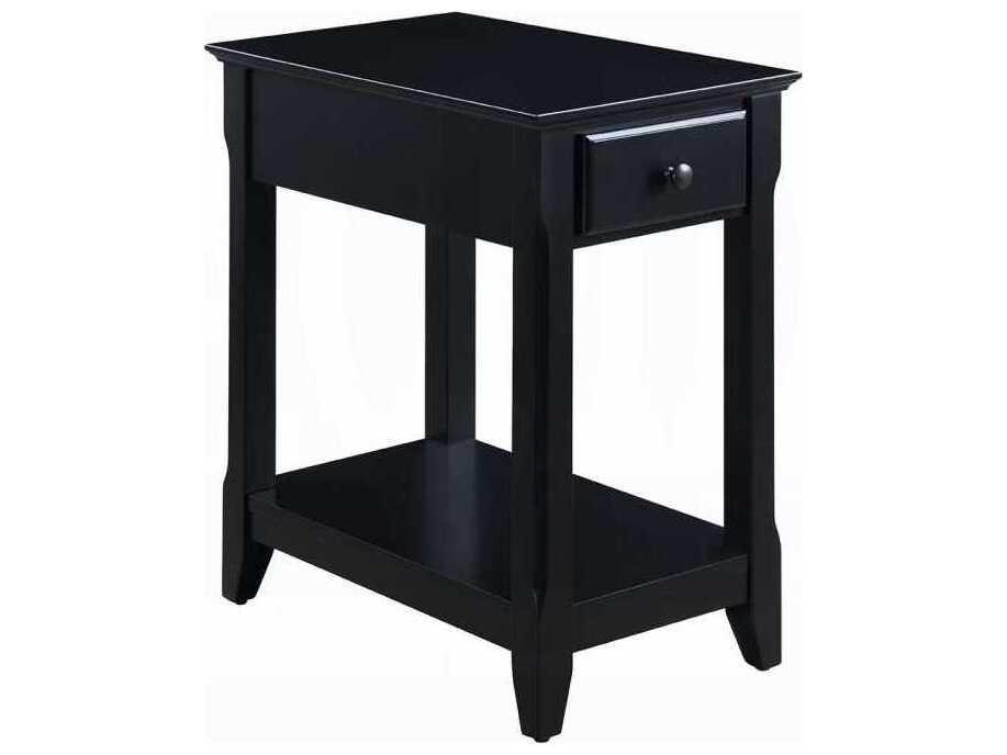Bertie Black Accent Table with Storage and Shelf