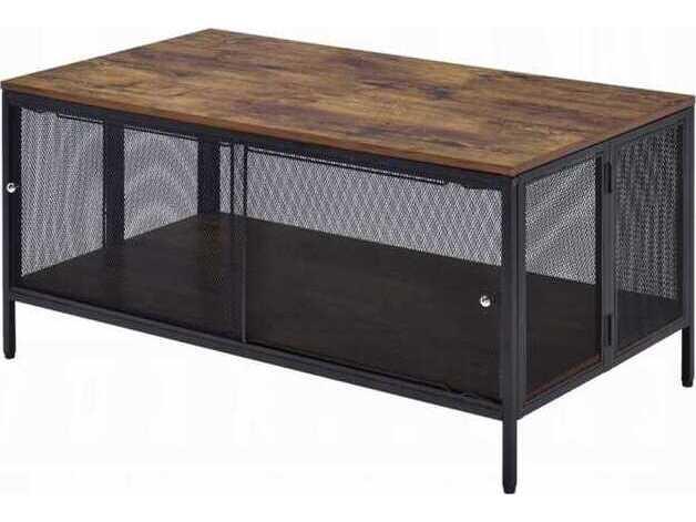 Winam Foldable Rectangular Coffee Table in Antique Oak and Black