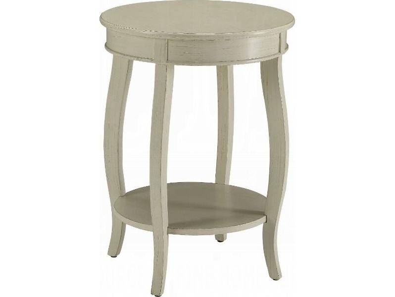 Aberta Round End Table in Antique White with Cabriole Legs