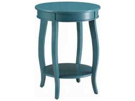 Aberta Round Accent Table in Teal Finish
