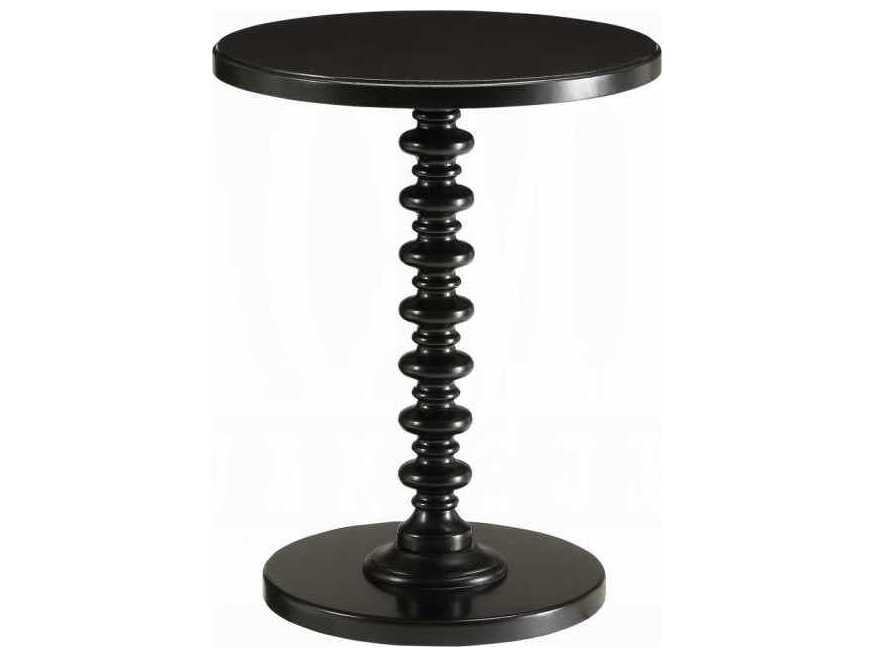 Acton Round Pedestal End Table in Black Wood