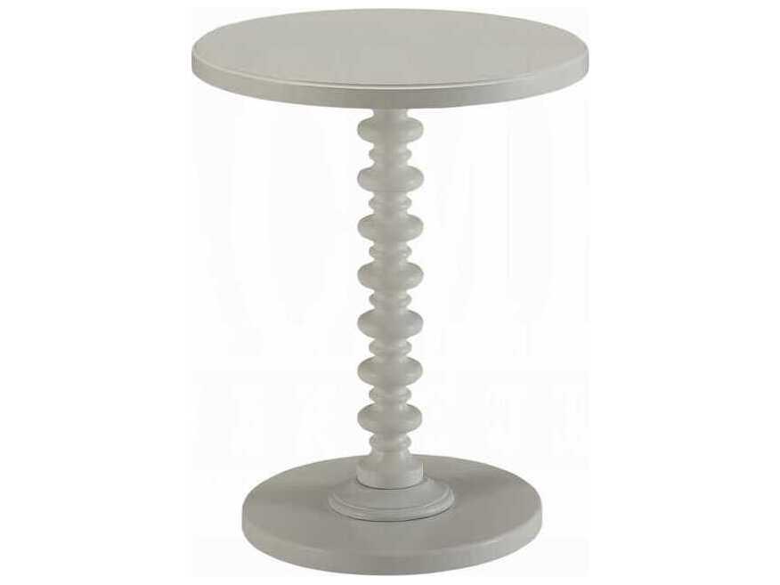 Acton Round End Table in White Wood
