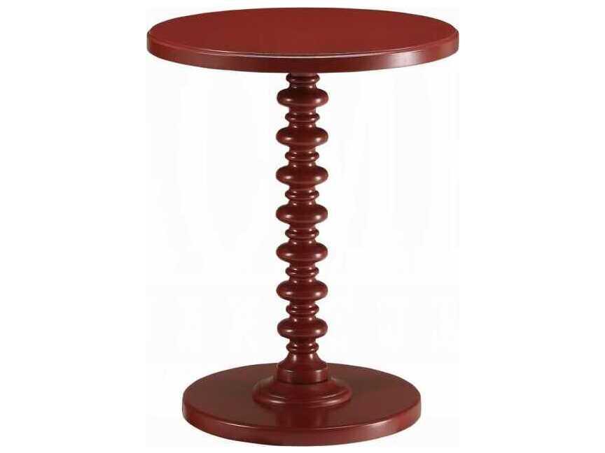 Acton Round Pedestal End Table in Red
