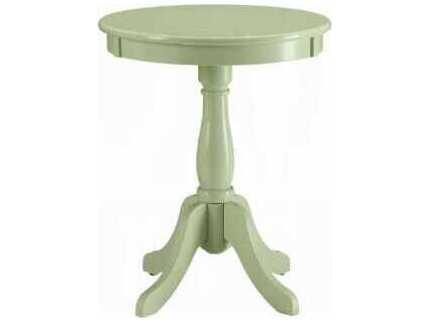 Alger Round Accent Table in Light Green with Turned Pedestal Base