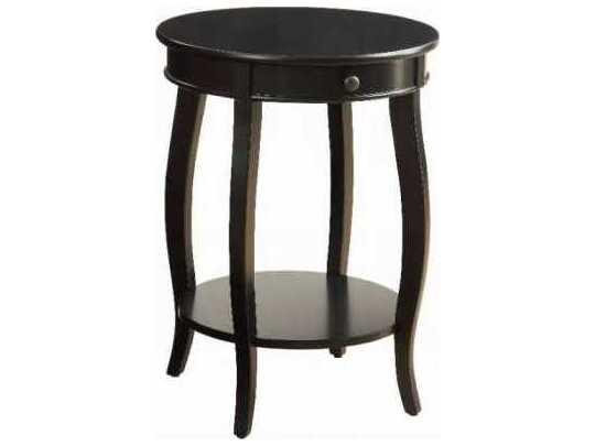 Alysa Round Accent End Table with Drawer Black Finish