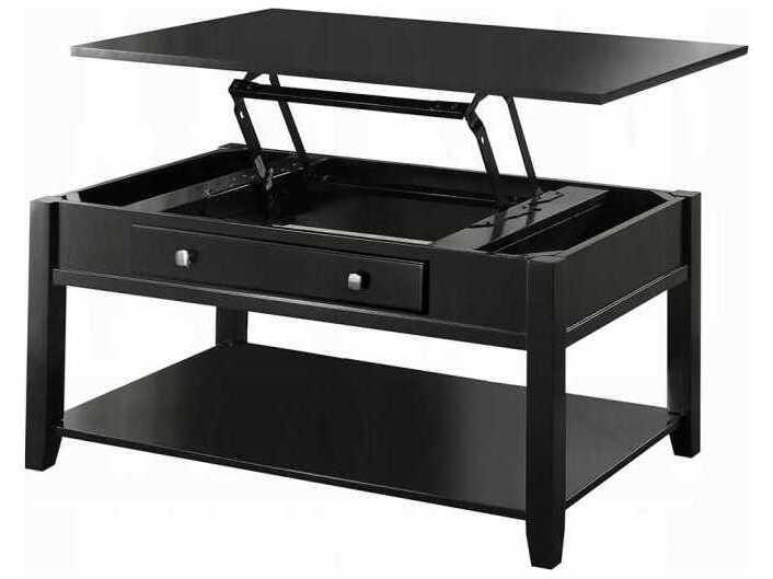 Malachi Rectangular Coffee Table with Lift Top in Walnut and Black