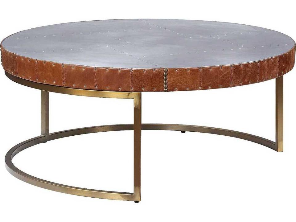Tamas Round Leather Coffee Table