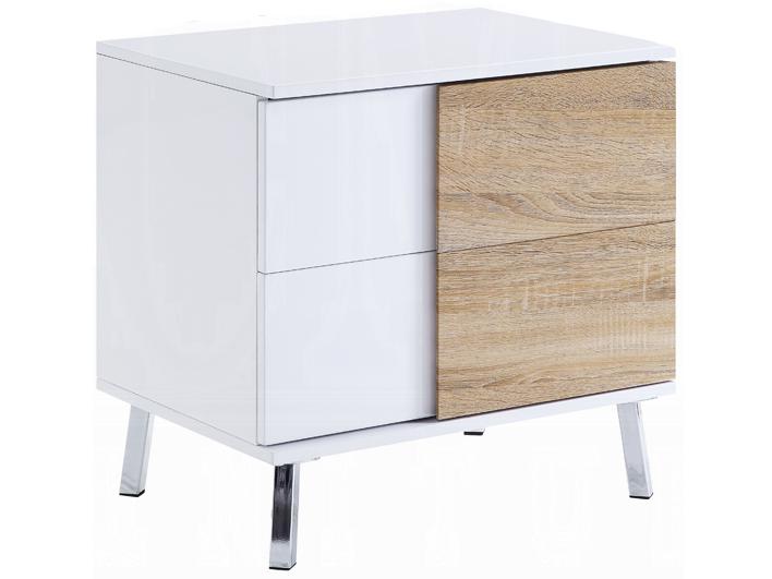 Verux 2-Drawer Rectangle End Table in White High Gloss