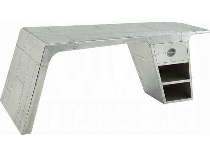 Brancaster Aluminum Metal Executive Desk with Riveted Design