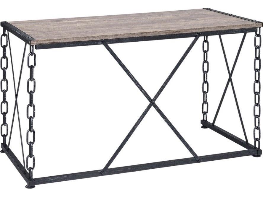 Jodie Rectangle Writing Desk Rustic Oak and Antique Black