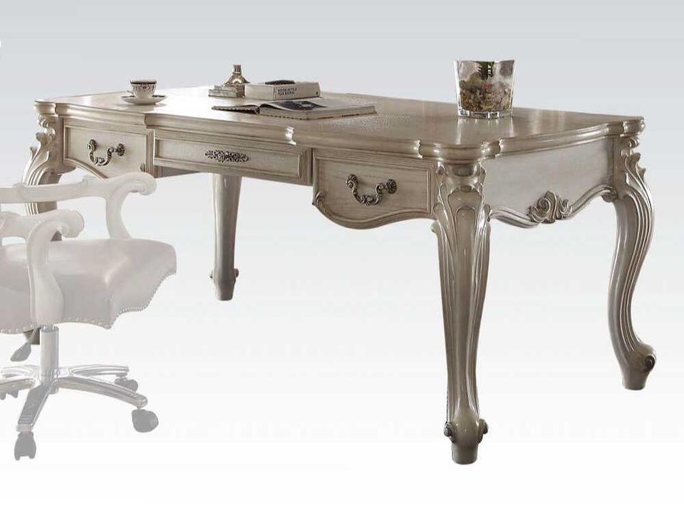 Versailles Bone White Poplar Wood Executive Desk