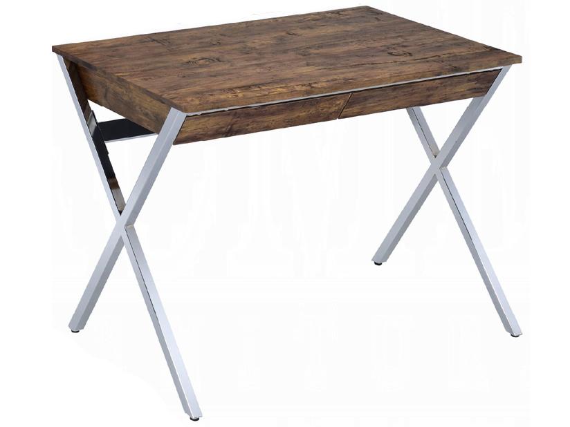Callers 2-Drawer Writing Desk in Weathered Oak and Chrome