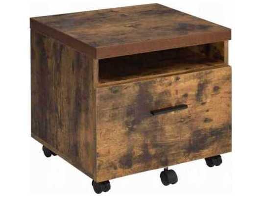 Bob Mobile File Cabinet with Drawer in Weathered Oak and Black