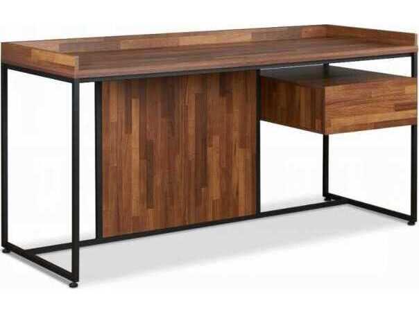 Sara Rectangle Writing Desk in Walnut and Sandy Black