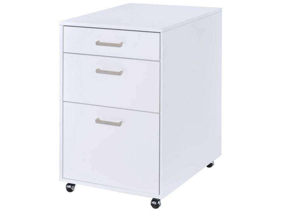 Coleen White High Gloss Chrome File Cabinet