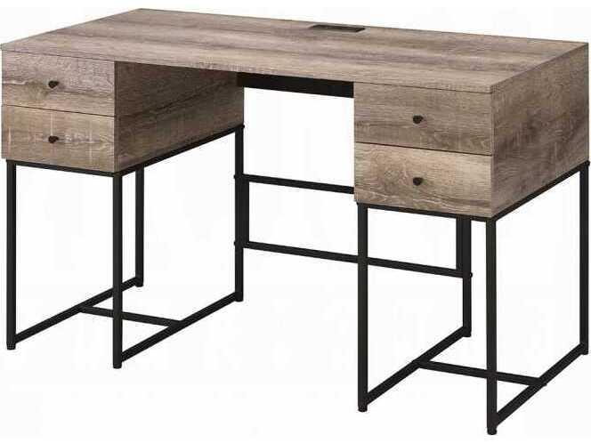 Desirre Writing Desk with USB in Rustic Oak and Black