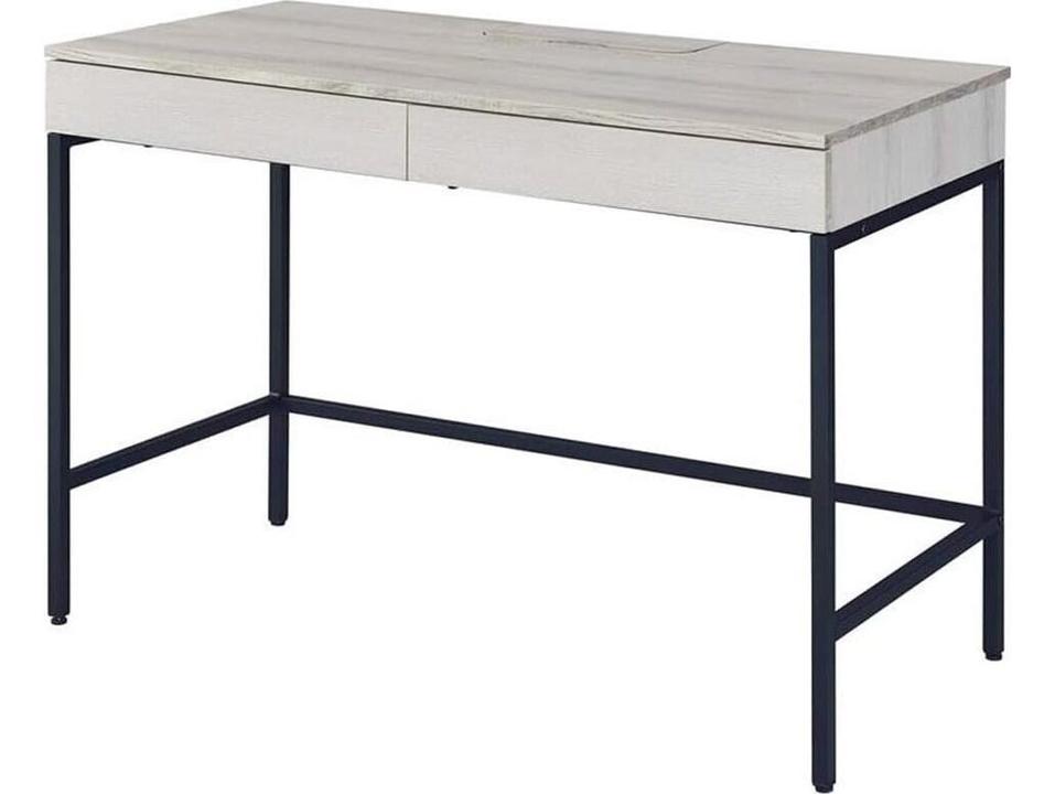Wendral 2-Drawer Desk with USB Power Dock in Natural and Black