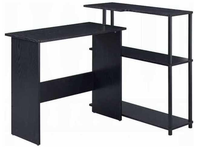 Ievi Industrial Black Writing Desk with Side Shelf