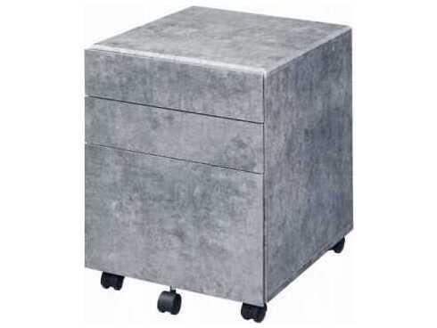 Jurgen 3-Drawer File Cabinet in Faux Concrete and Silver