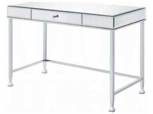 Canine Writing Desk with Mirrored Top and Chrome Finish