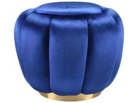 Heiress Blue Velvet Upholstered Ottoman