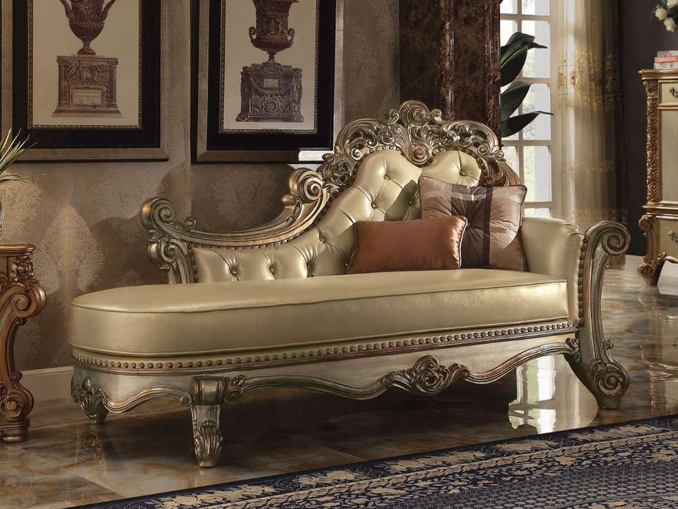 Vendome Beige Leather Chaise